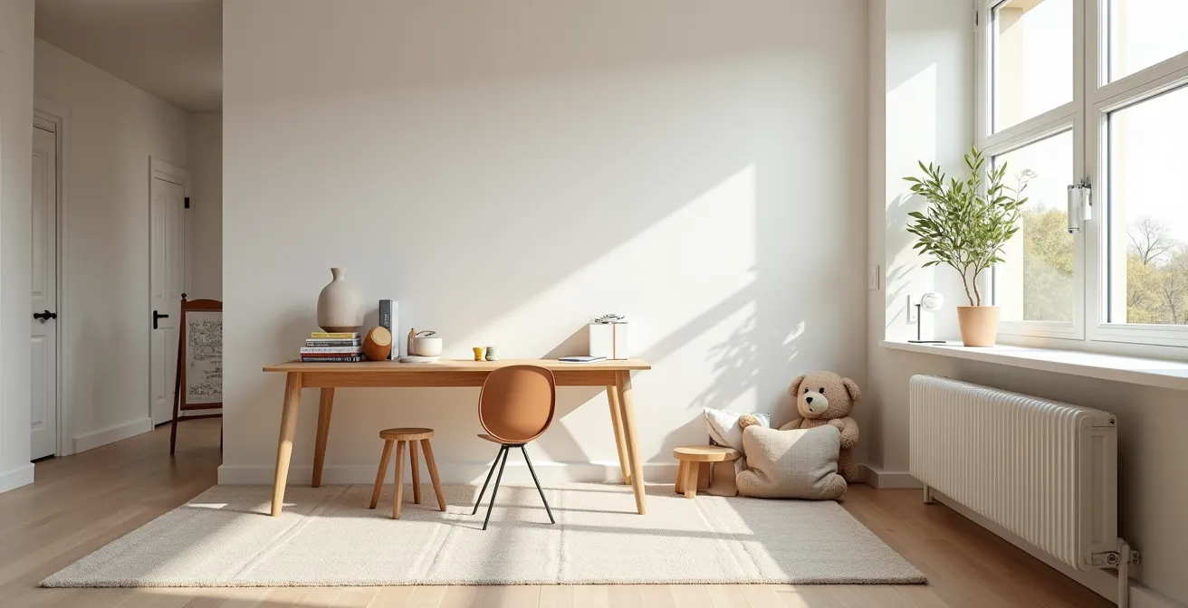 Illustration montrant différents moments de vie (famille, couple, professionnel) dans contextes de déménagement et de changement